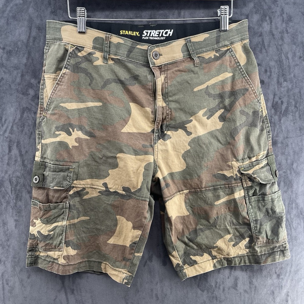 Stanley Cargo Shorts Men's Size 36 Khaki Stretch Flex Technology Utility Cotton